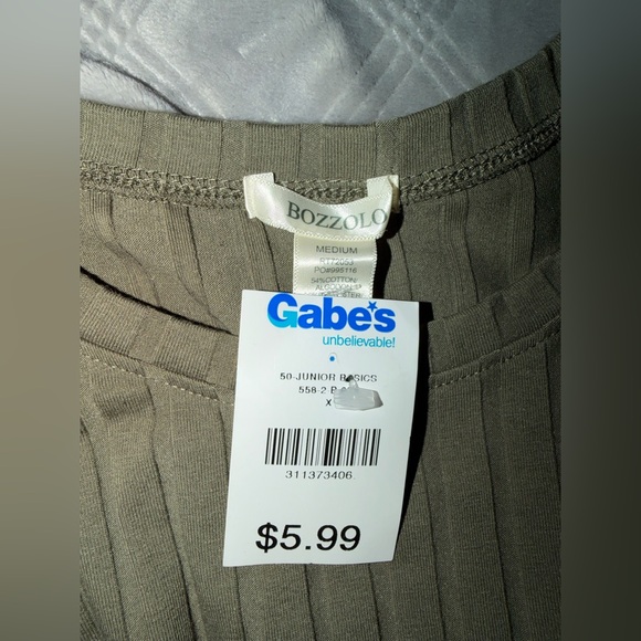 Bozzolo Olive Ribbed Short Sleeve Tee - Picture 3 of 3